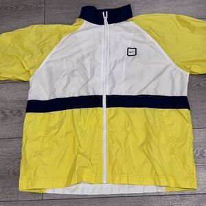 Vintage Nike Y2k Gray Tag Yellow Windbreaker Jacket Size XL Athletic Workout